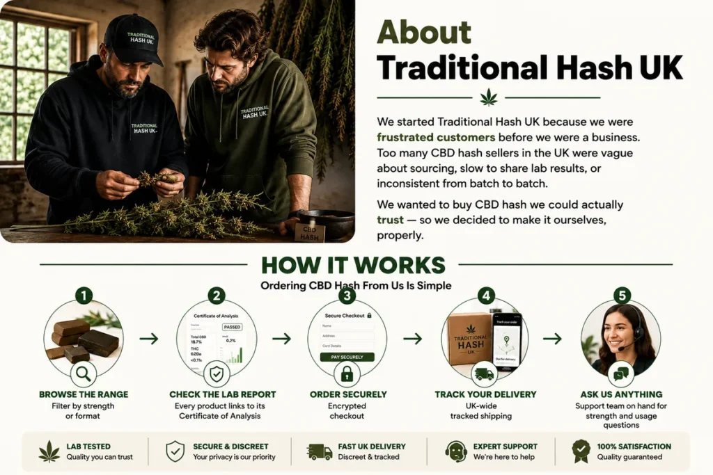 CBD Hash founders inspecting hemp before production